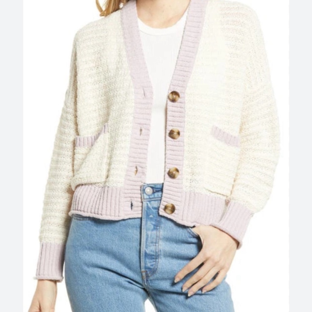 Madewell Colorblock Cardigan Sweater Kokomo Textured Yarn